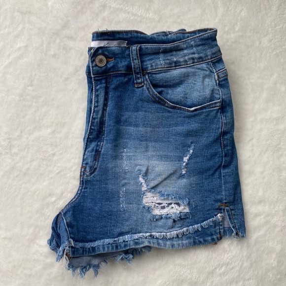 KanCan Jean shorts Size 9/28 Distressed Cut off blue festival - Picture 7 of 7